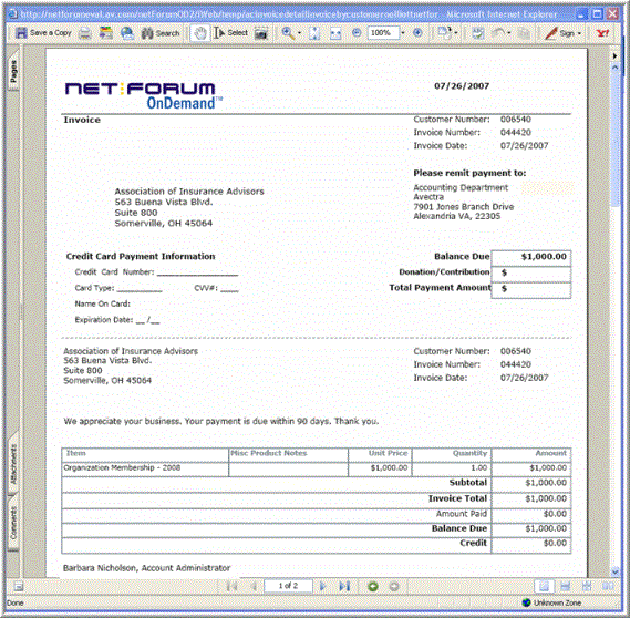 Creating Membership Dues Invoices for Balance Due